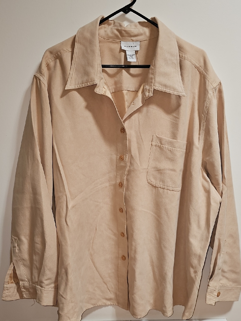 Avenue Beige Soft Suede Button-Up Shirt
